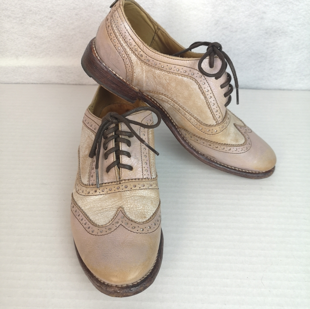 Bed Stu Lita Wingtip Oxford Lace-Up Women’s 8.5 (8) Shoes in Tan Rustic White